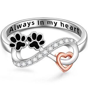 18k diamond pet paw memorial love ring forever in my heart